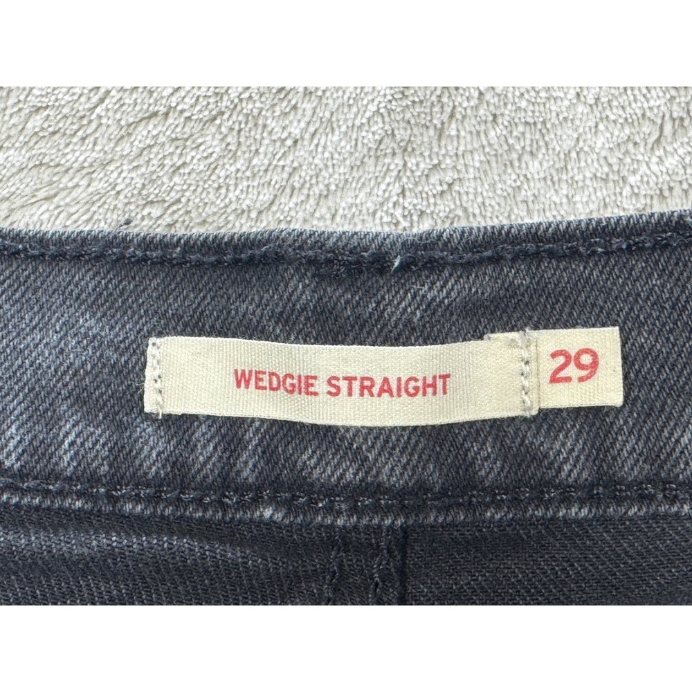 Levi's Womens Wedgie Straight Distressed Black Denim Jeans 29x28 Meas: 28x26.5 - Picture 5 of 9